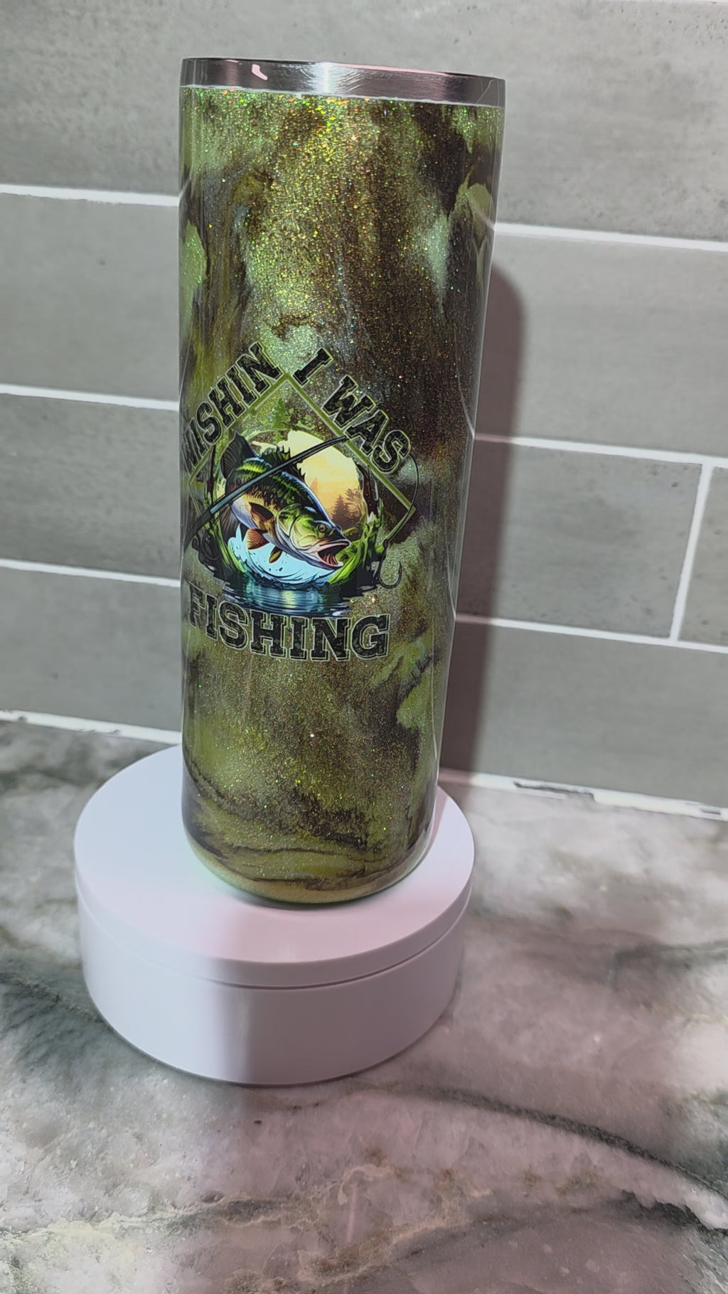 Wishing I was fishing 20oz epoxy tumbler
