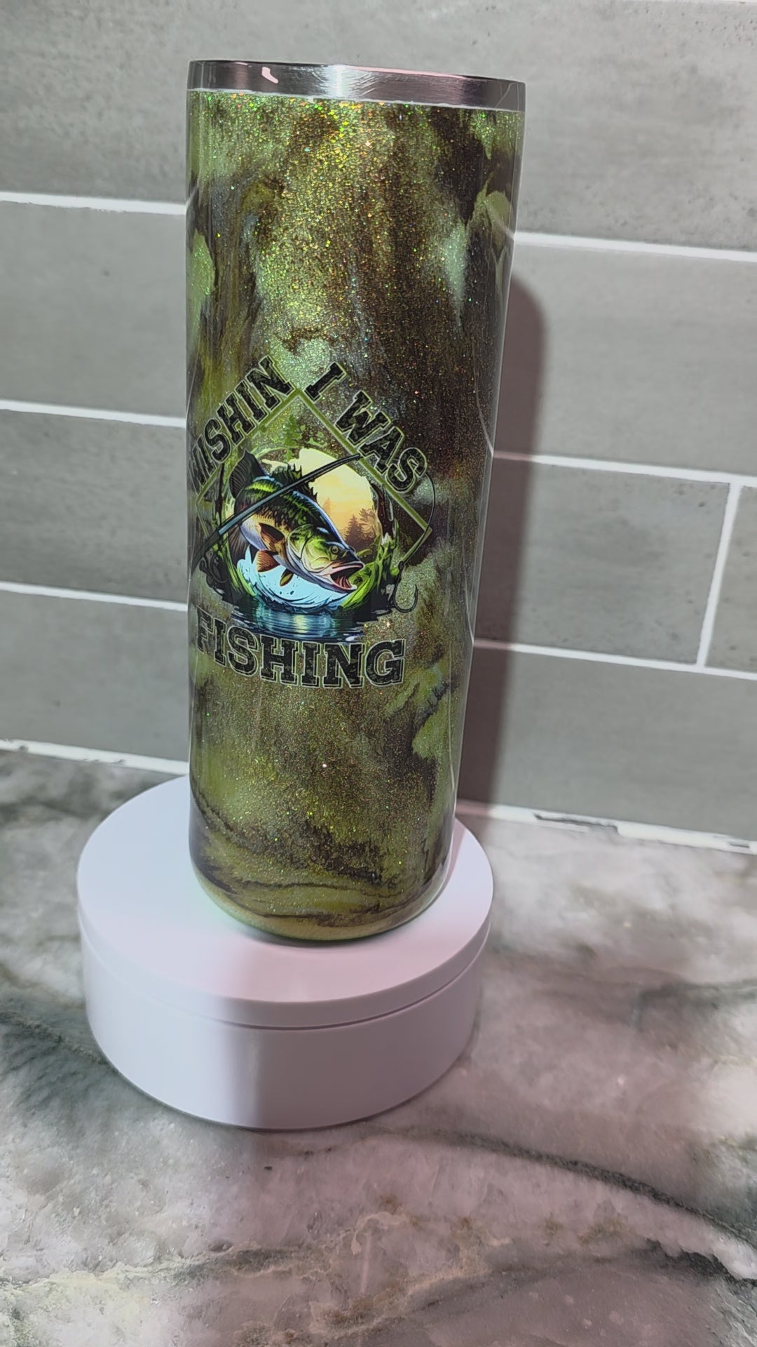 Wishing I was fishing 20oz epoxy tumbler