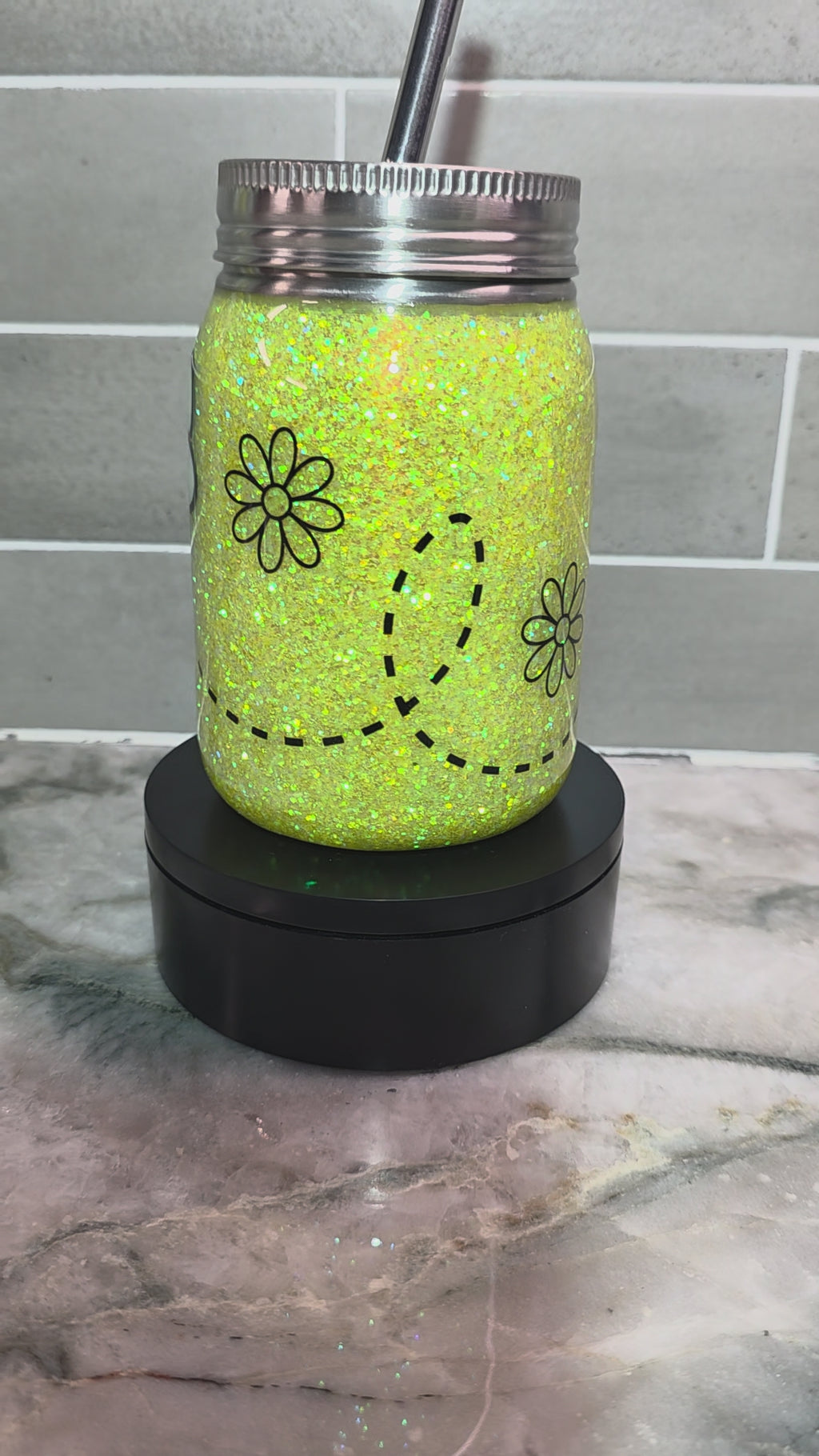Bee Happy Blossom Mason Jar-12oz