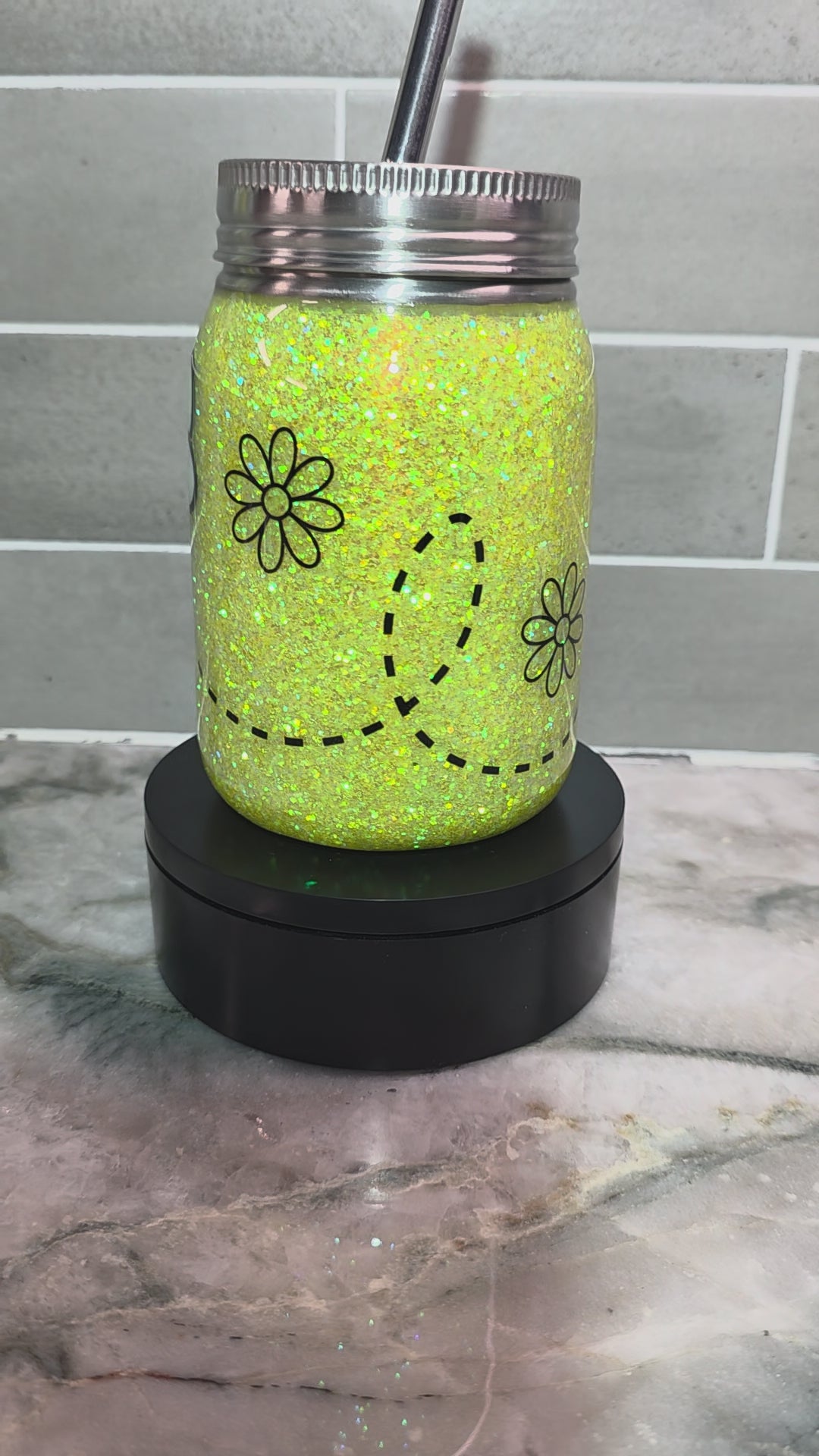 Bee Happy Blossom Mason Jar-12oz