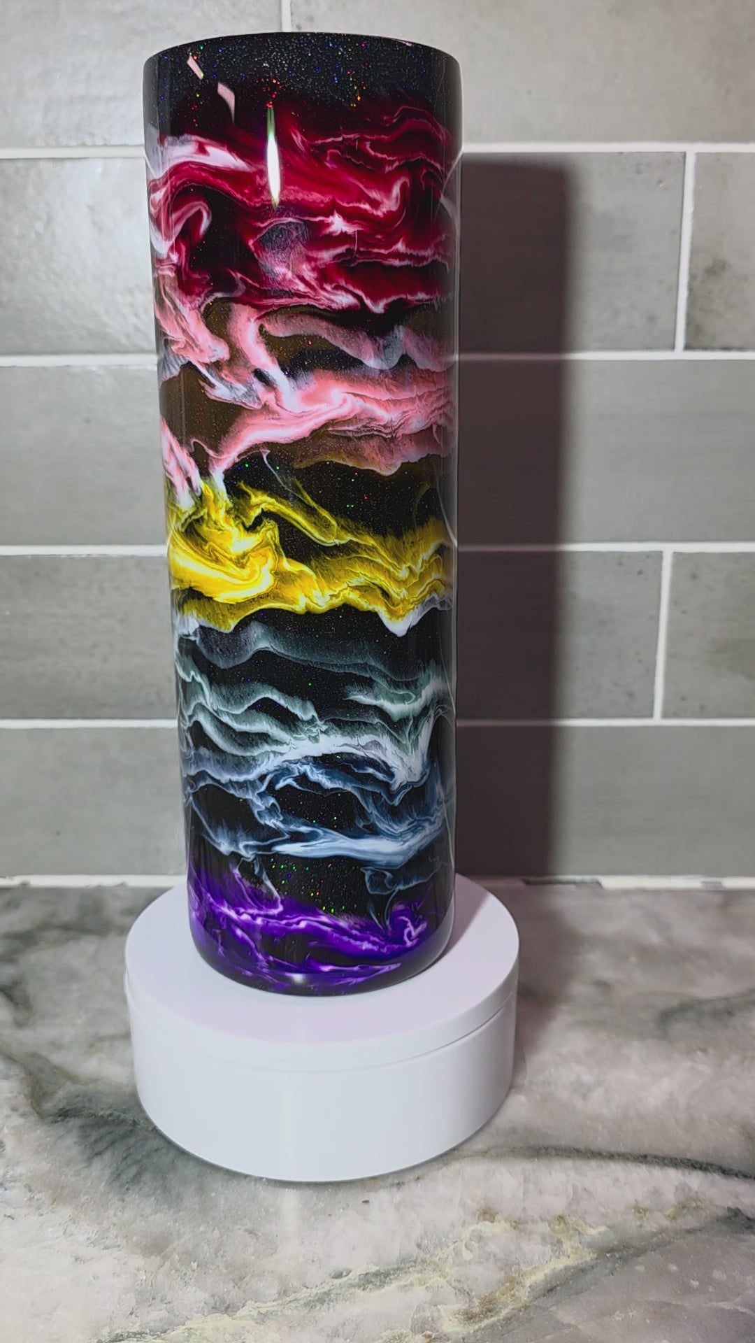 Electric rainbow 30oz epoxy tumbler