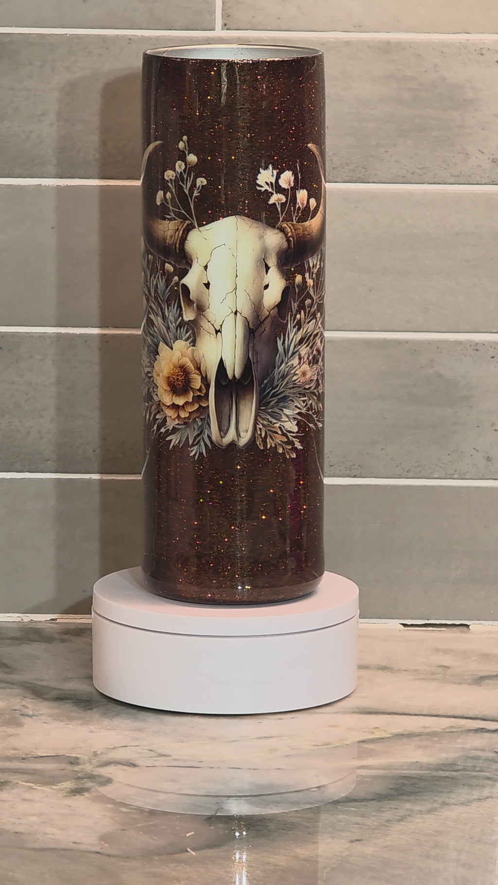 Rustic Longhorn Bloom 30 oz skinny tumbler