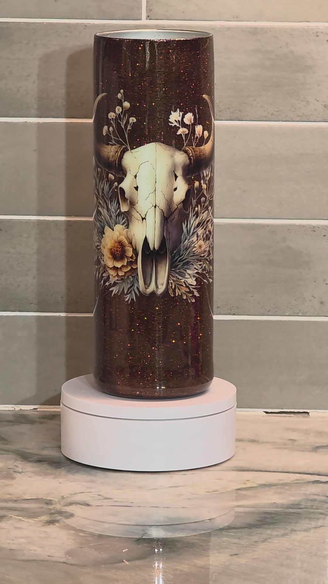 Rustic Longhorn Bloom 30 oz skinny tumbler