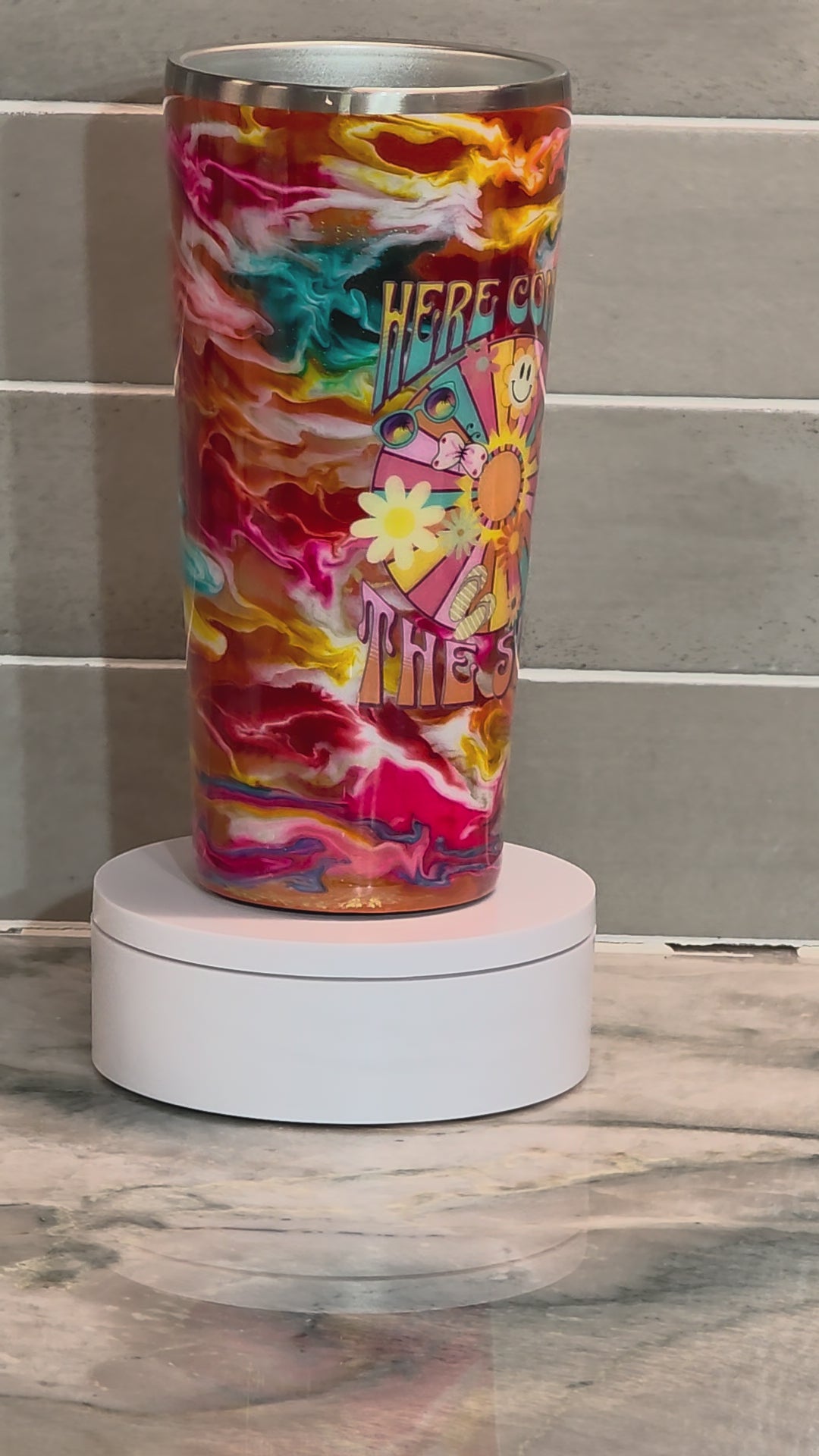 Here Comes the Sun Retro Tumbler 24 oz