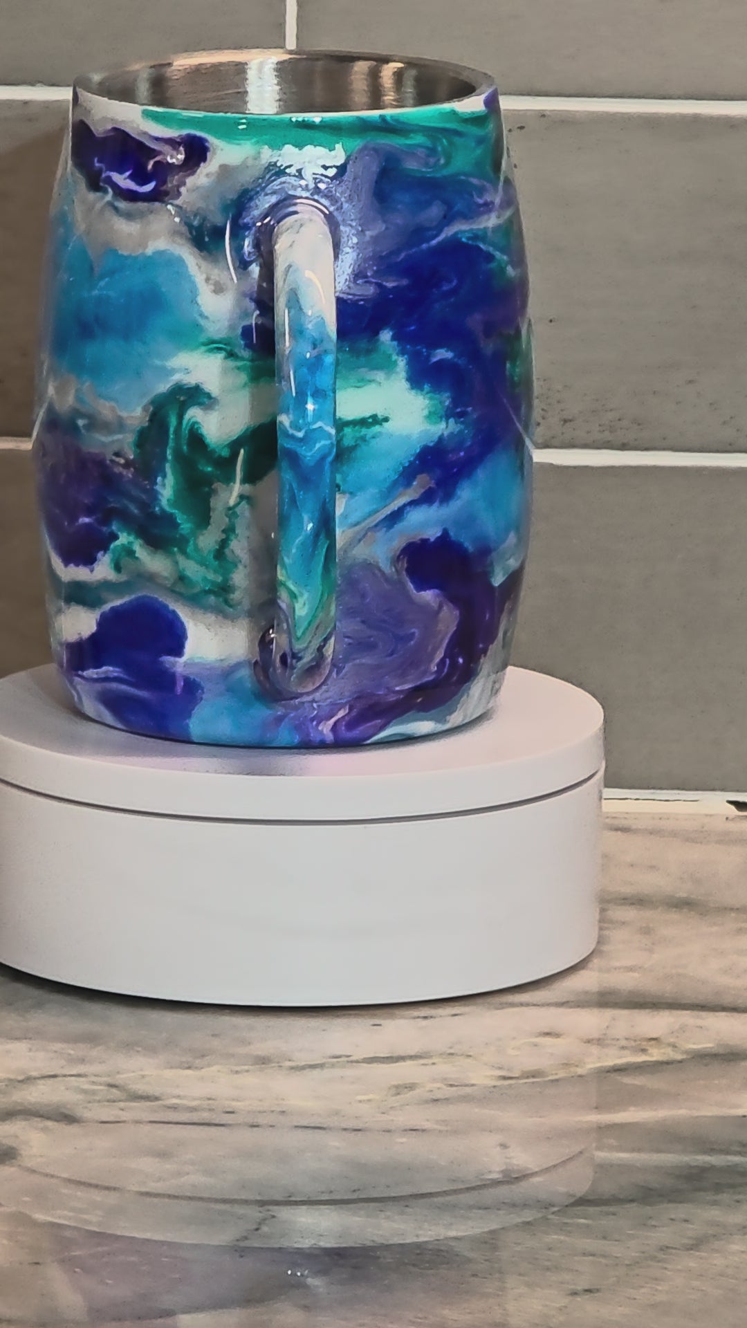 Ocean Marble Coffee Mug – 14oz | Blue & Teal Swirl