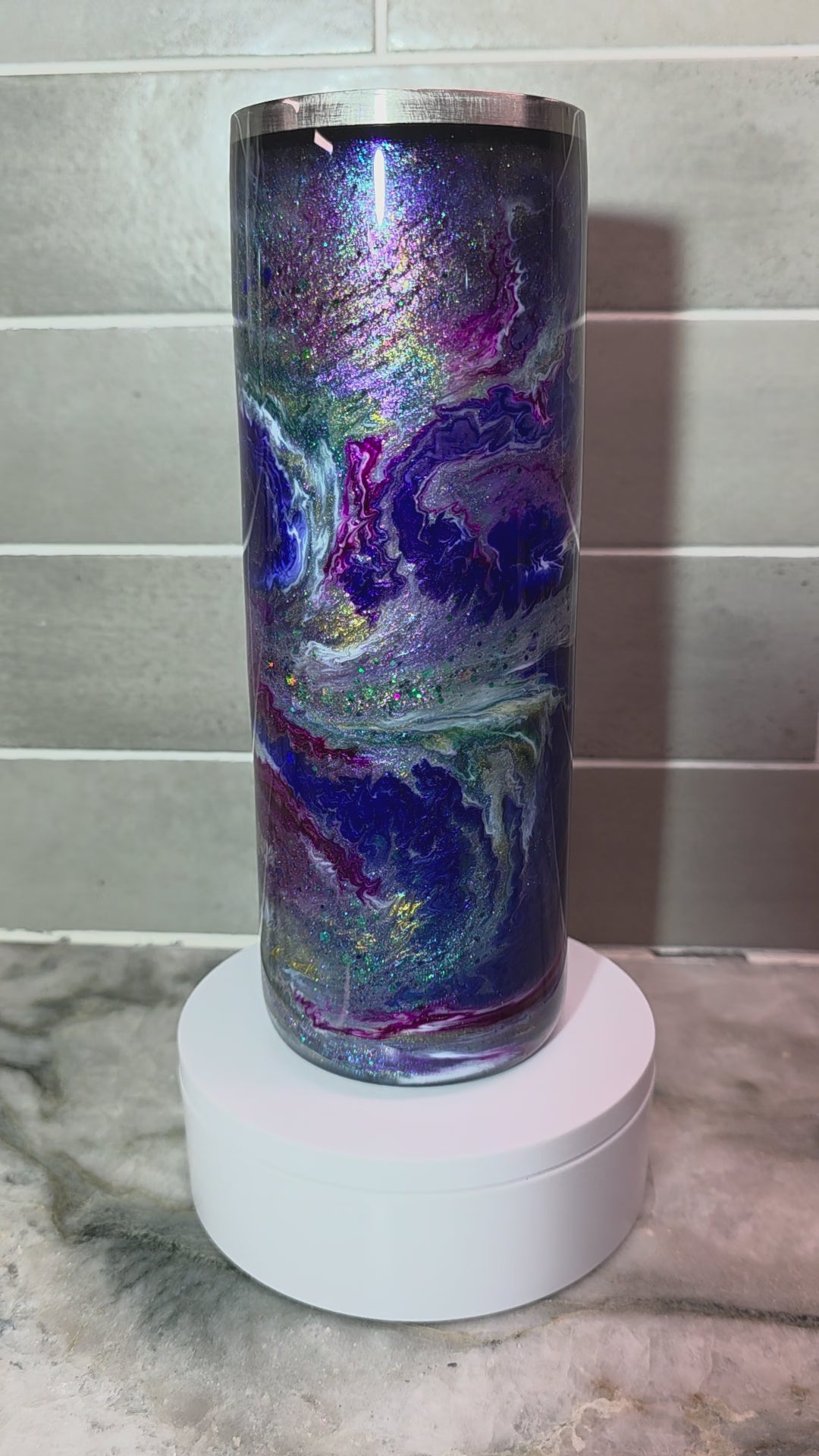 Cosmic Amethyst Storm 20oz epoxy tumbler