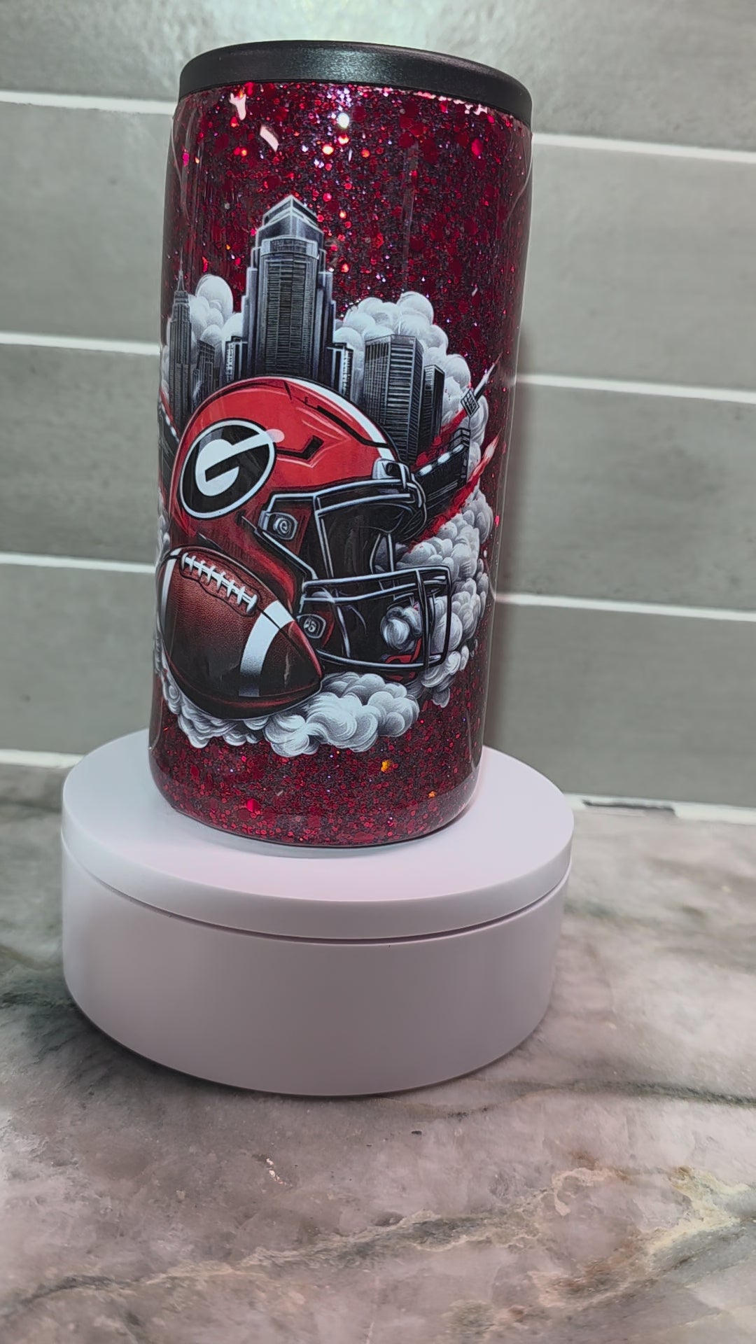 12 oz Slim Can Koozie – Georgia Game Day Glitter