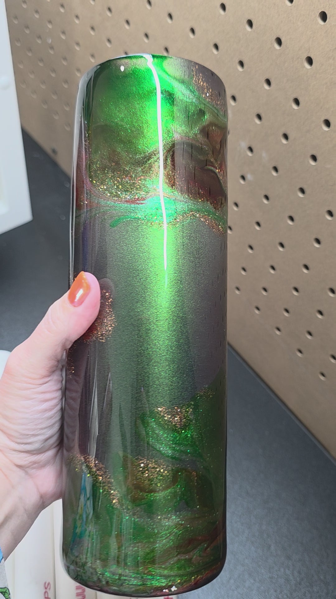 Emerald Aurora Swirl 30oz epoxy tumbler