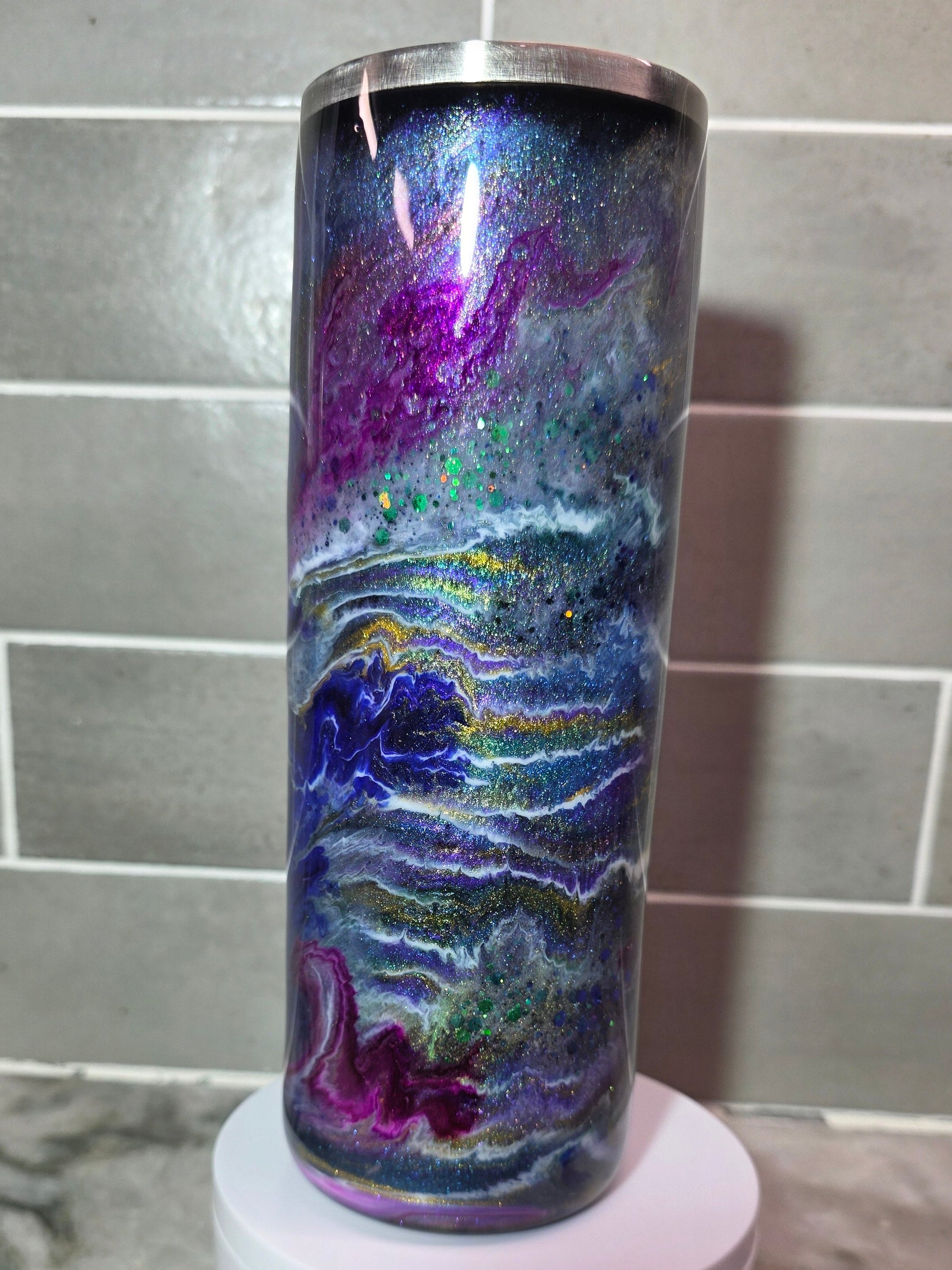 Cosmic Amethyst Storm 20oz epoxy tumbler