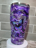 Purple butterfly 30oz epoxy tumbler