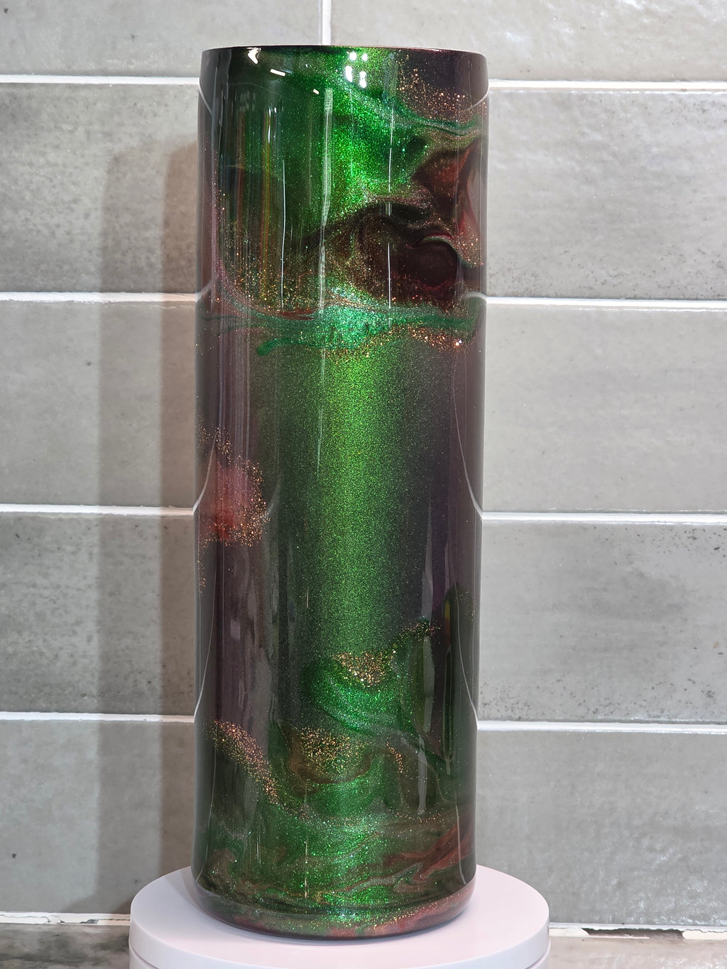 Emerald Aurora Swirl 30oz epoxy tumbler