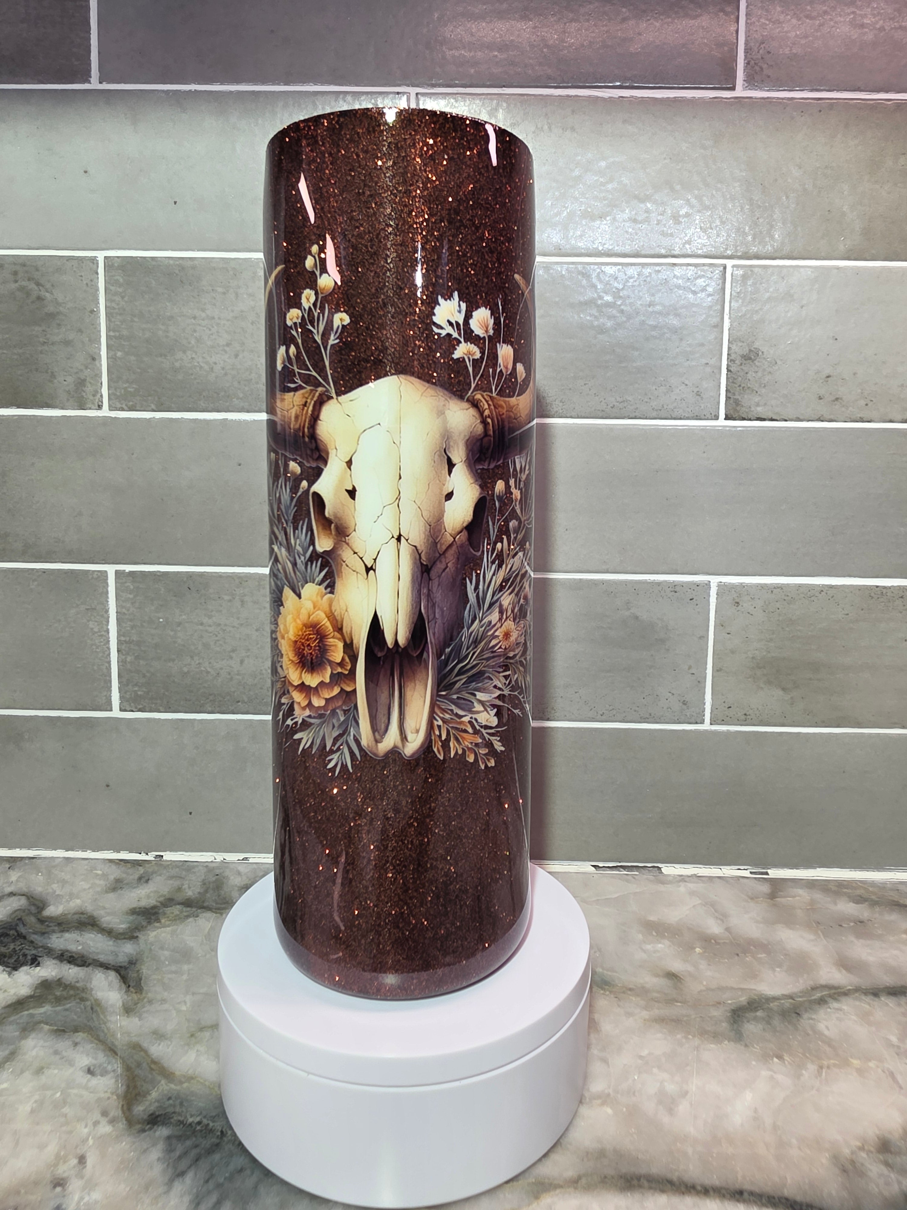 Rustic Longhorn Bloom 30 oz skinny tumbler