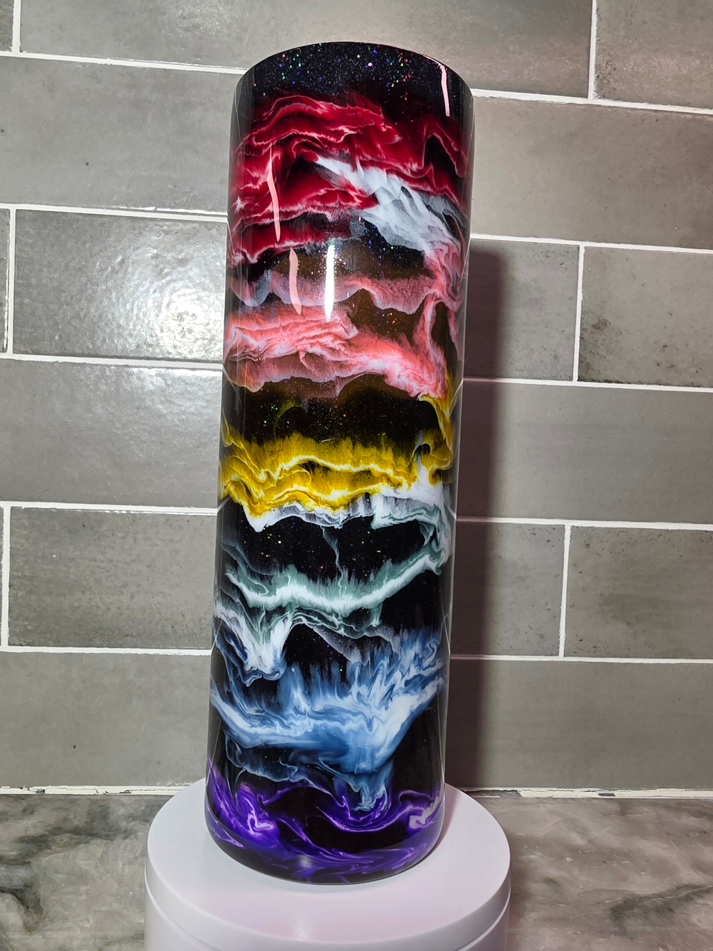 Electric rainbow 30oz epoxy tumbler