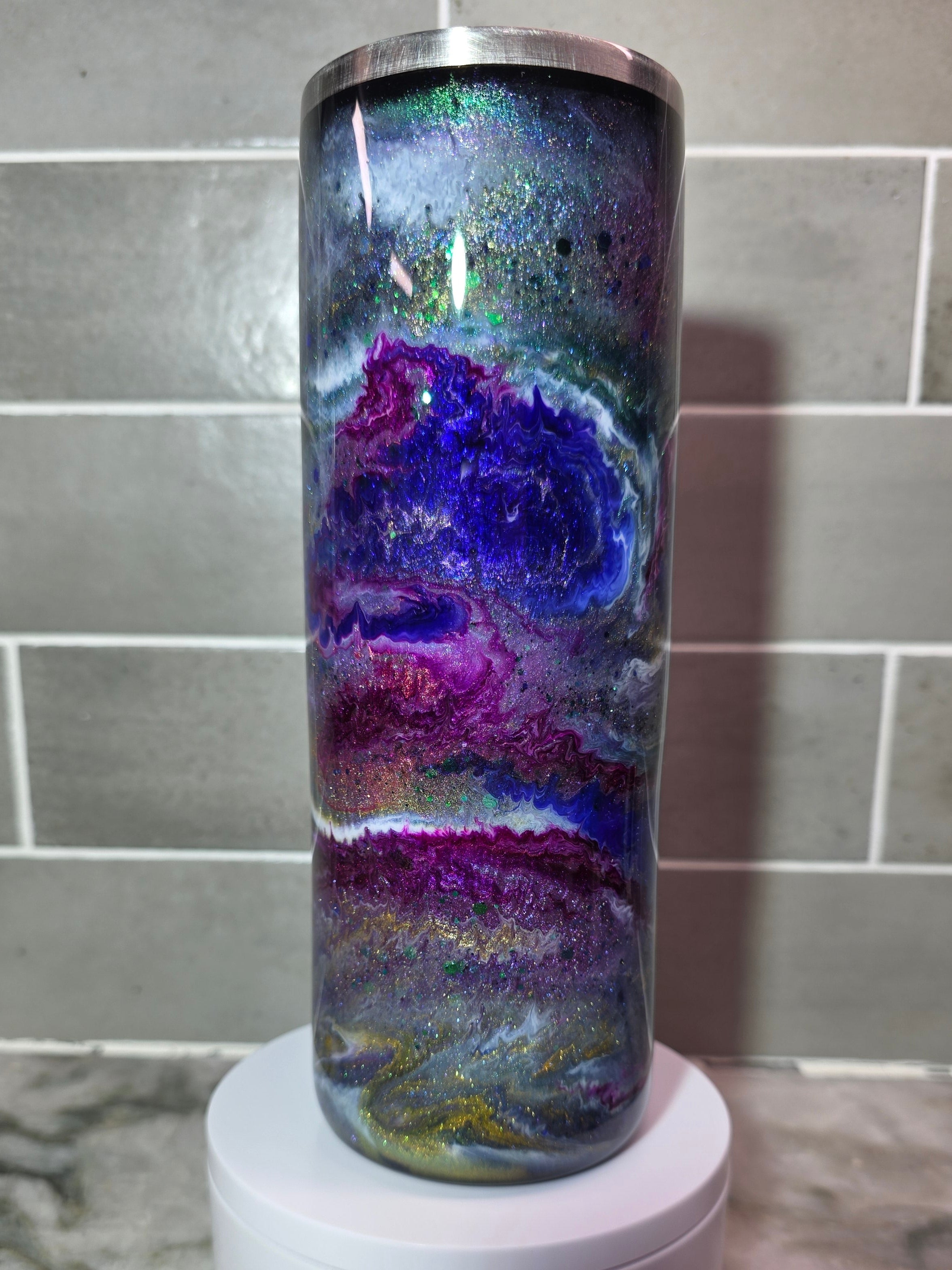 Cosmic Amethyst Storm 20oz epoxy tumbler