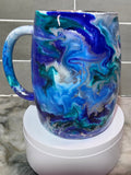 Ocean Marble Coffee Mug – 14oz | Blue & Teal Swirl