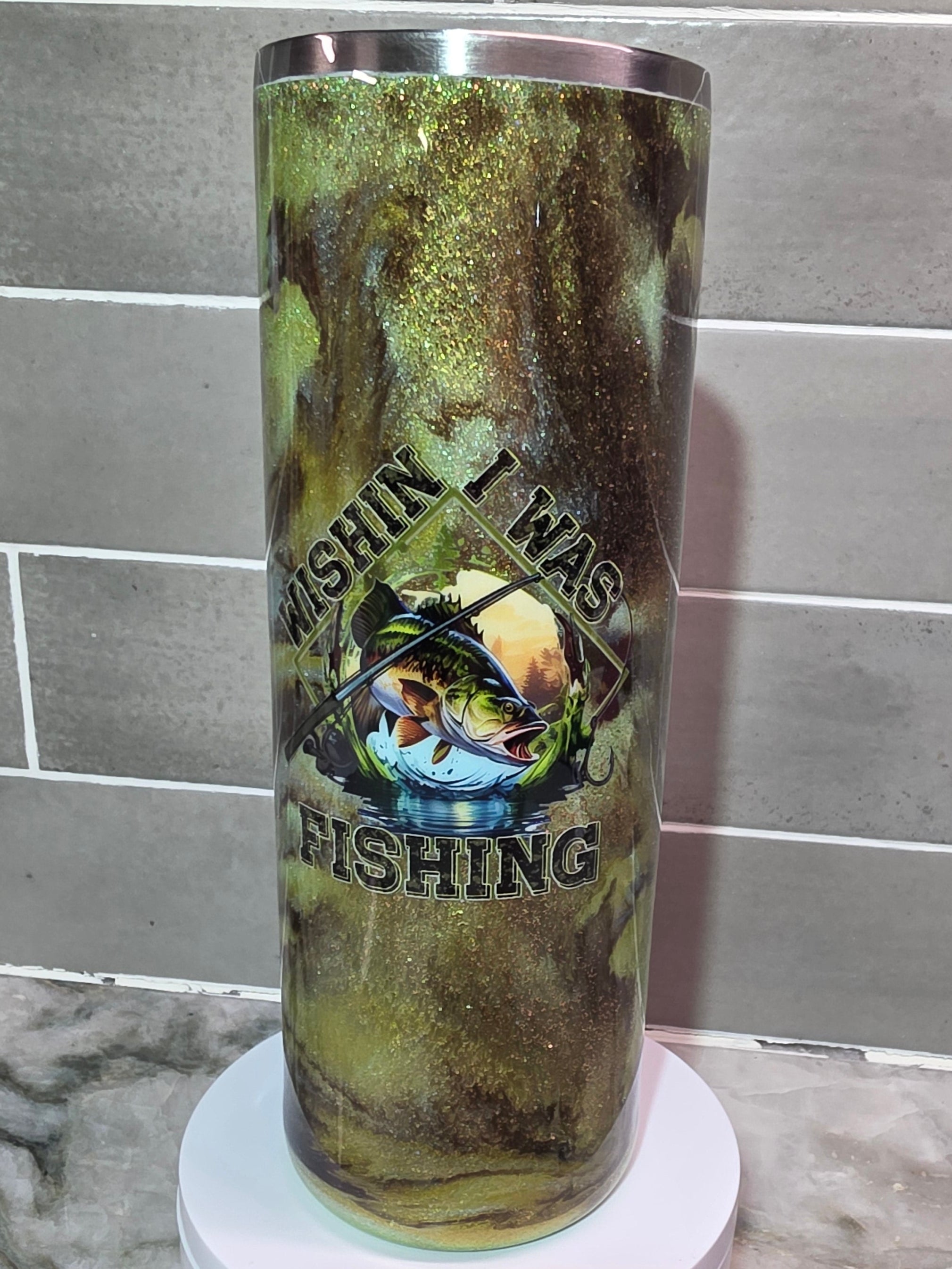 Wishing I was fishing 20oz epoxy tumbler