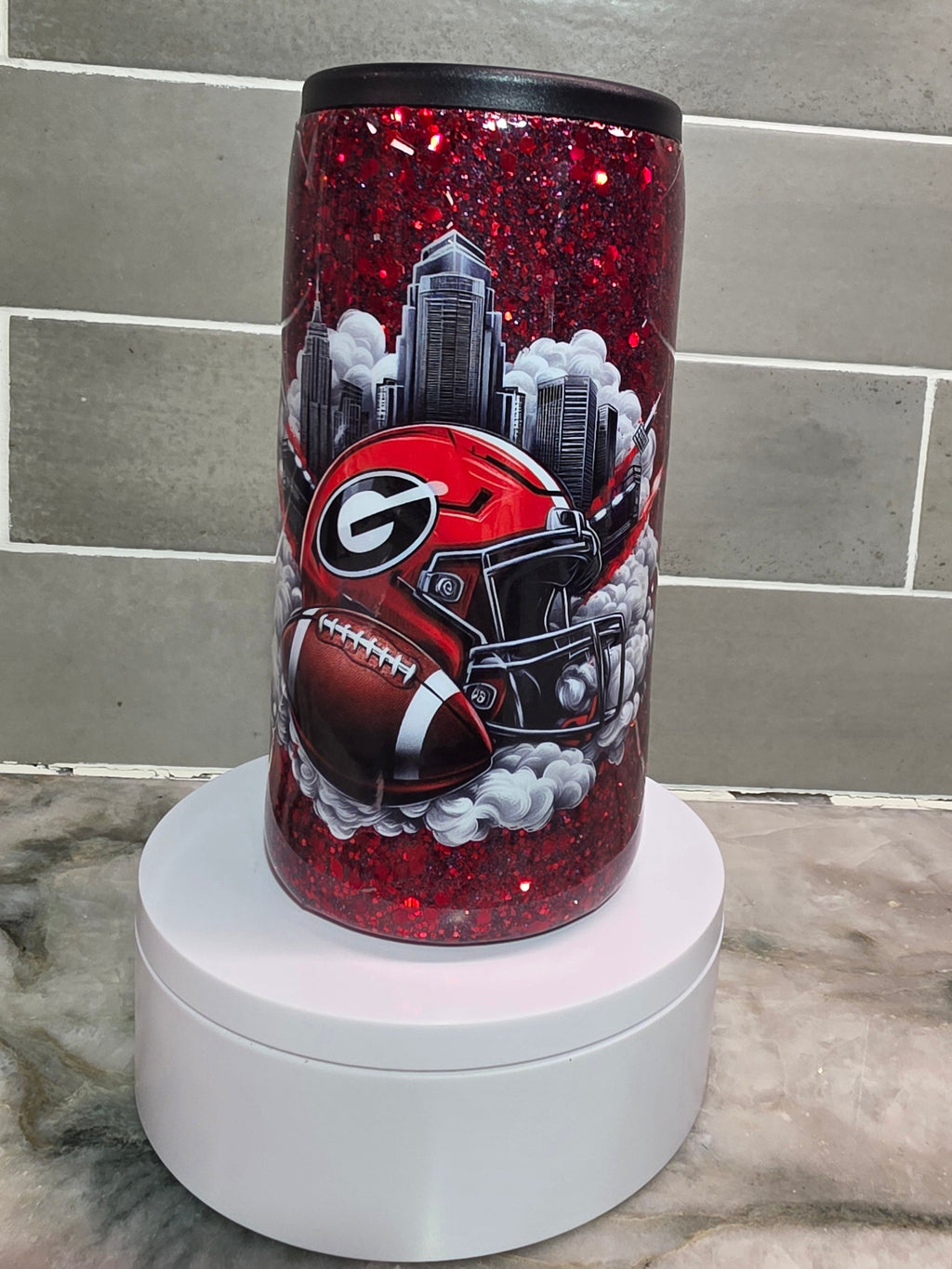12 oz Slim Can Koozie – Georgia Game Day Glitter