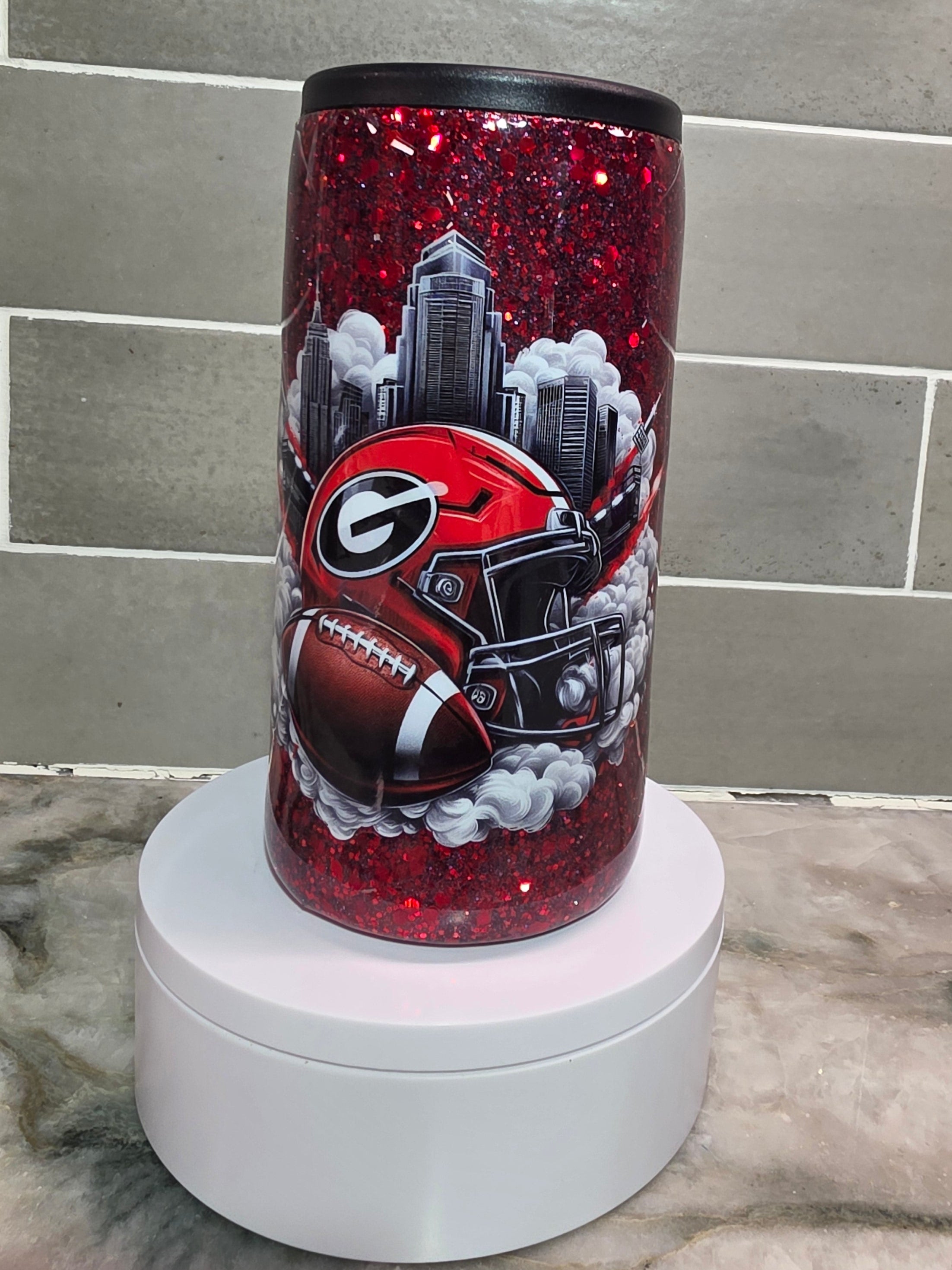 12 oz Slim Can Koozie – Georgia Game Day Glitter